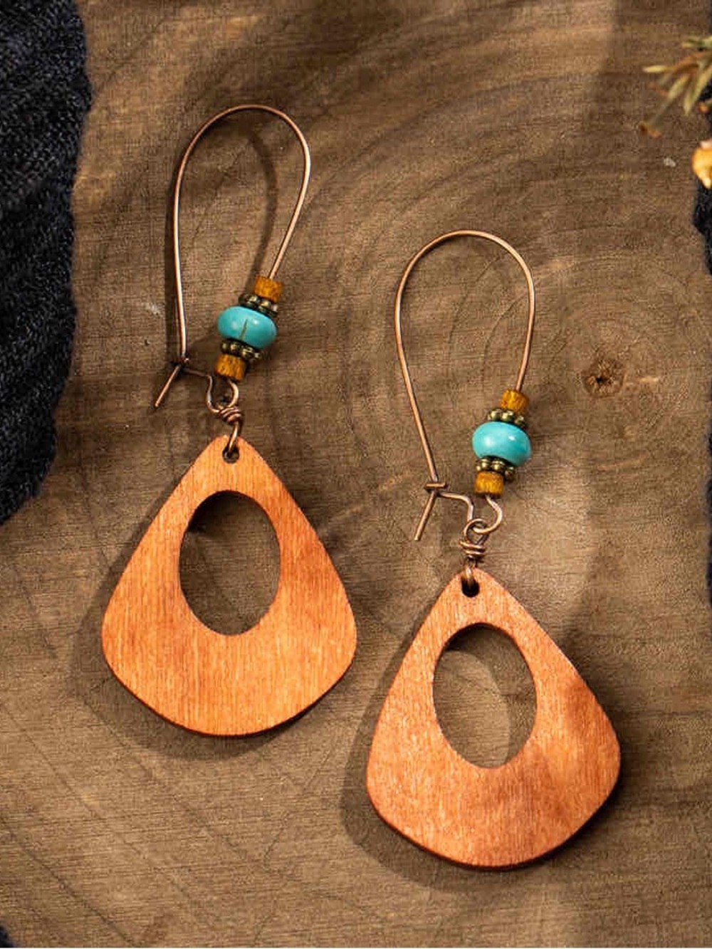 Bohemian Bead Vintage Handmade Natural Wooden Earrings
